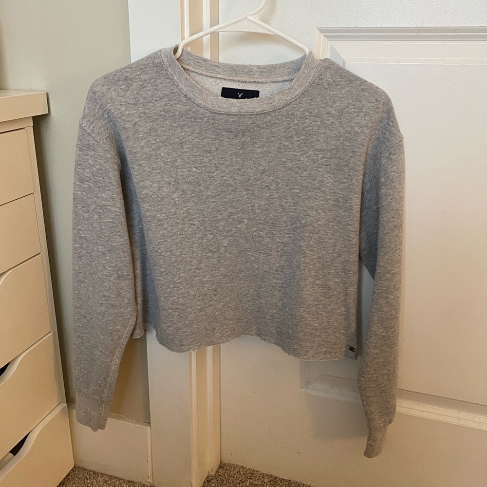 American Eagle Distressed Cropped Sweatshirt